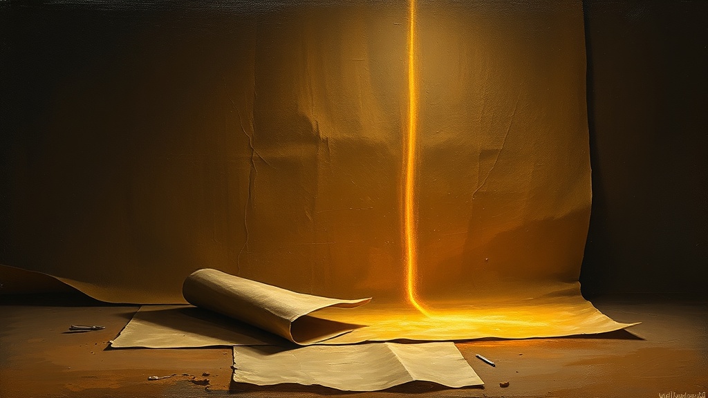 Three translucent parchment sheets stacked vertically, each with a different circuit pattern, illuminated from below by a single candle flame casting interleaving shadows.